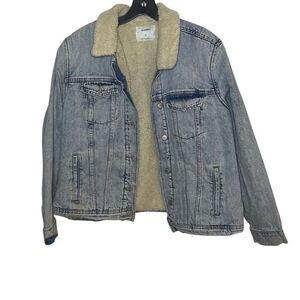 Old Navy Women’s Size XL Sherpa Lined Jean Jacket Blue Light Wash Denim Cozy